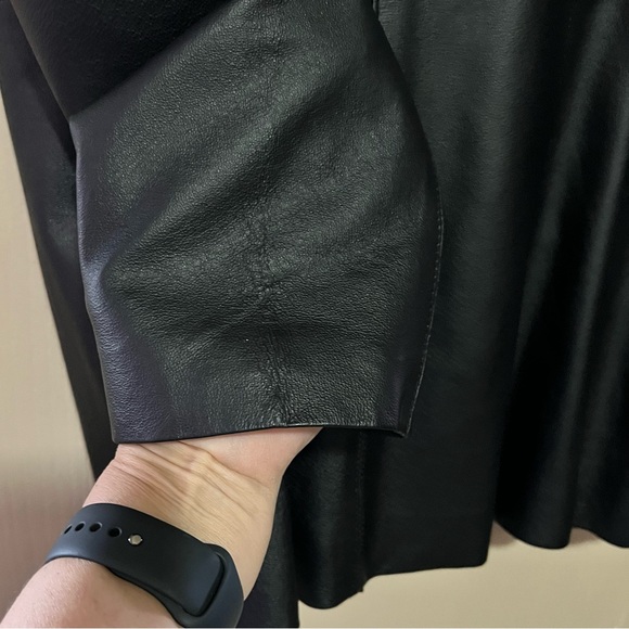 100% Leather Car Coat Jacket Fingertip length sleeve - Picture 6 of 6